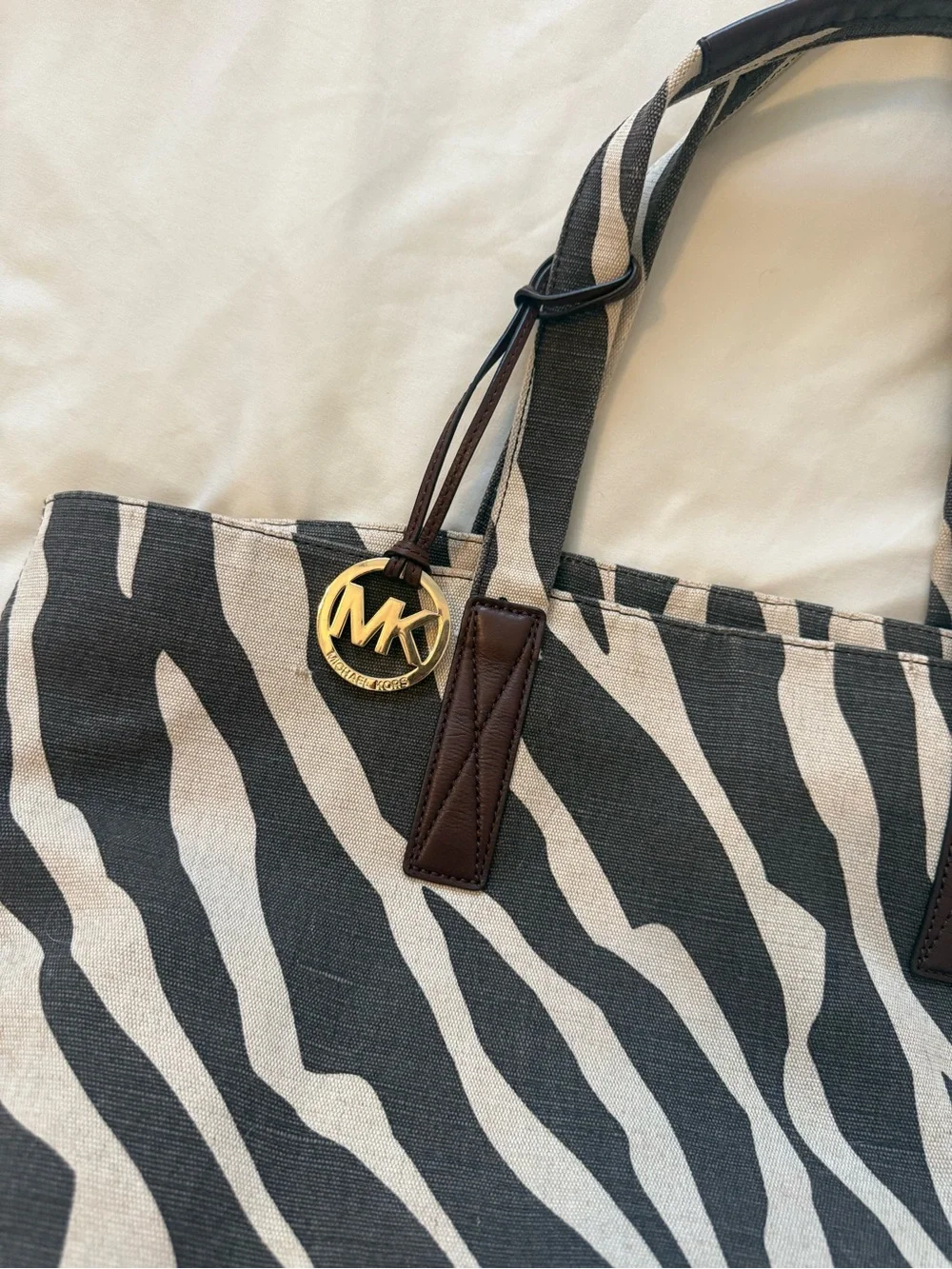 Michael Kors | Black & White Zebra Canvas Tote - Picture 4 of 8